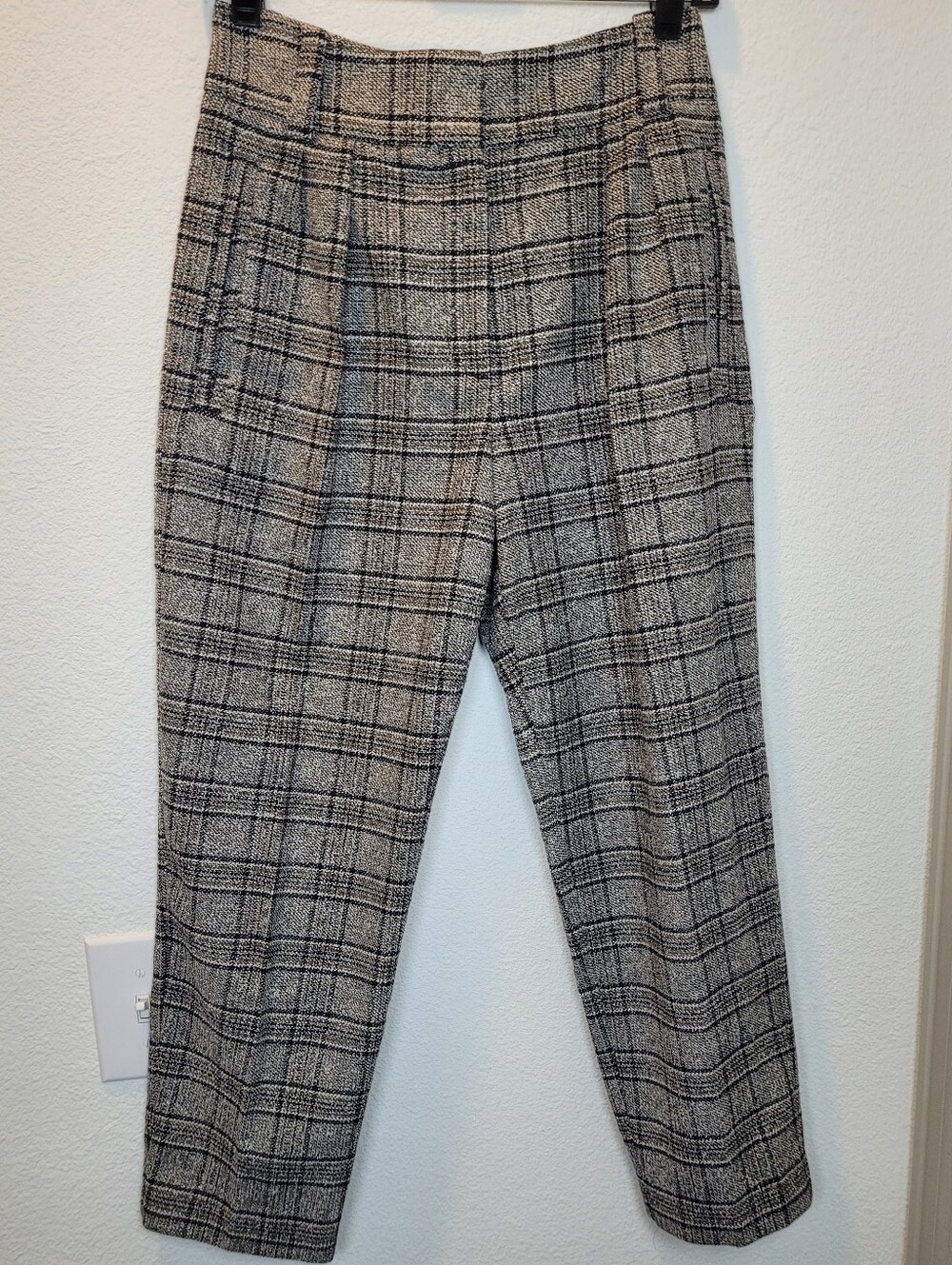 REISS Arya Italian Fabric Wool Blend Plaid Tweed Trousers Pants US 0 Academia